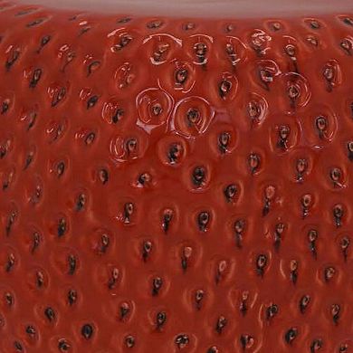 Oriha 18 Inch Plant Stand Garden Stool, Strawberry, Dotted, Red Ceramic