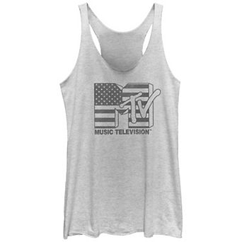 Juniors' MTV USA Flag Faded Print Logo Racerback Tank Top