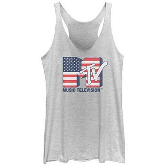 Juniors' MTV USA Flag Print Logo Racerback Tank Top