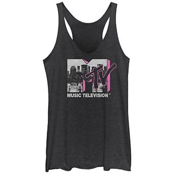 Juniors' MTV NYC Skyline Print Logo Racerback Tank Top