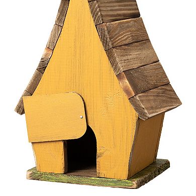Glitzhome 9.5''h Hanging Bird House, Wooden Birdhouse For Outdoor Patio Garden