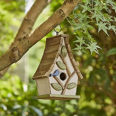 Glitzhome 9.5''h Hanging Bird House, Wooden Birdhouse For Outdoor Patio Garden