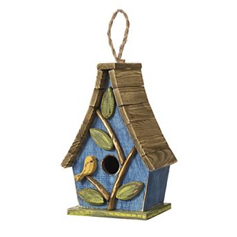 Glitzhome 9.5''h Hanging Bird House, Wooden Birdhouse For Outdoor Patio Garden