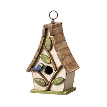 Glitzhome 9.5''h Hanging Bird House, Wooden Birdhouse For Outdoor Patio Garden