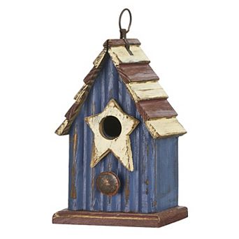 Glitzhome 9" H Rustic Patriotic Wooden Decorative Bird House