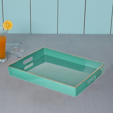 Mimosa Square Tray With Cutout Handles, Green