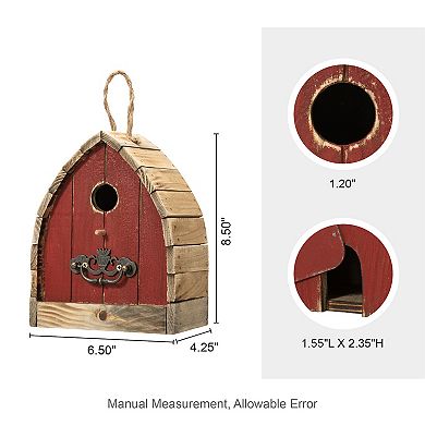 Glitzhome 8.5" H Distressed Solid Wood Birdhouse