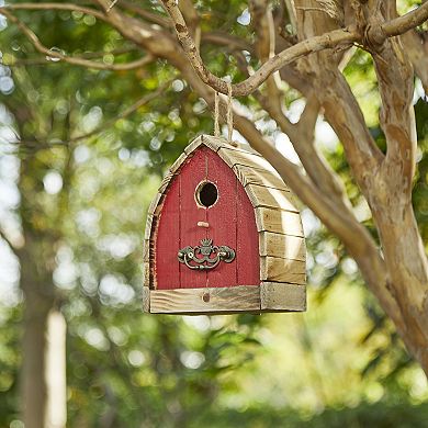Glitzhome 8.5" H Distressed Solid Wood Birdhouse