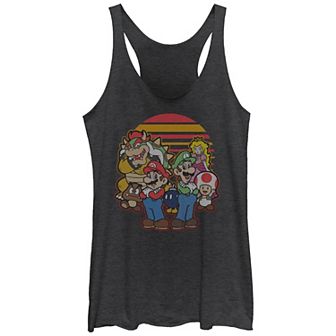 Juniors' Nintendo Super Mario Bros Mario And Friends Sunset Group Racerback Tank Top