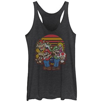 Juniors' Nintendo Super Mario Bros Mario And Friends Sunset Group Racerback Tank Top