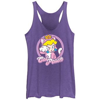 Juniors' Nintendo Super Mario Bros Cat Peach Badge Racerback Tank Top