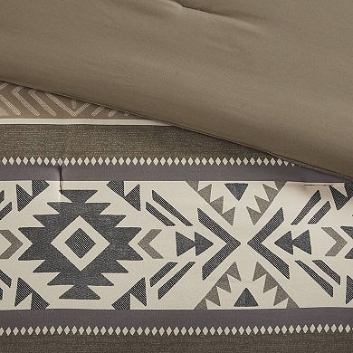 Madison Park Stacia 5-Piece Stripe Herringbone Comforter Set with Throw Pillows