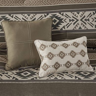 Madison Park Stacia 5-Piece Stripe Herringbone Comforter Set with Throw Pillows