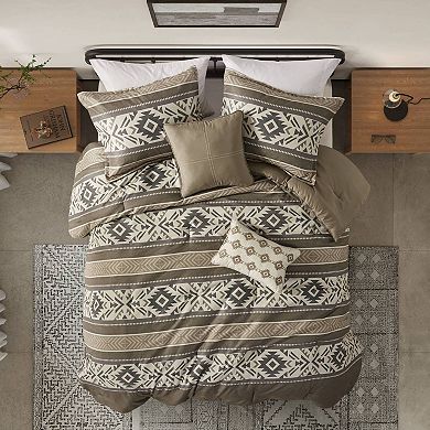 Madison Park Stacia 5-Piece Stripe Herringbone Comforter Set with Throw Pillows