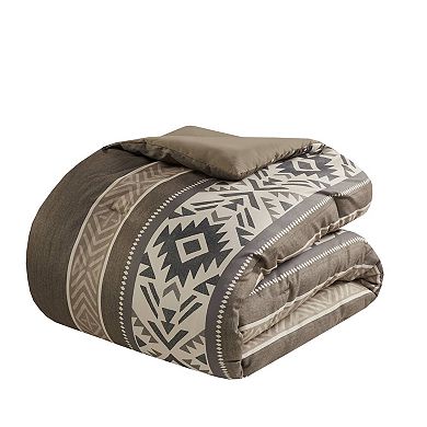 Madison Park Stacia 5-Piece Stripe Herringbone Comforter Set with Throw Pillows