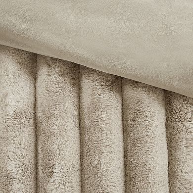 Madison Park Jasmine 3pc Ultrasoft Faux Fur Ribbed Midweight Comforter Set