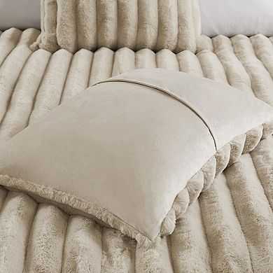Madison Park Jasmine 3pc Ultrasoft Faux Fur Ribbed Midweight Comforter Set