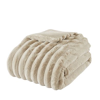 Madison Park Jasmine 3pc Ultrasoft Faux Fur Ribbed Midweight Comforter Set