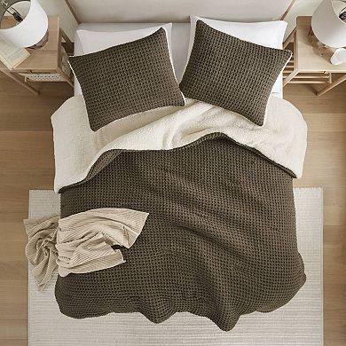 Madison Park Riordan Waffle Knit Chenille Midweight Comforter Set