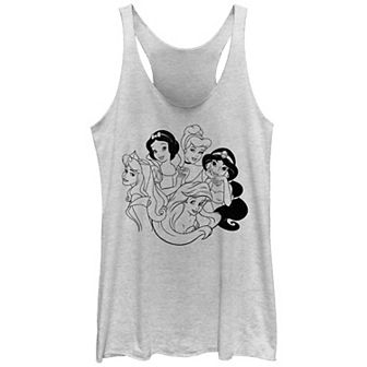 Disney's Princess Aurora, Snow White, Cinderella, Ariel & Jasmine Simple Draw Juniors' Racerback Tank Top