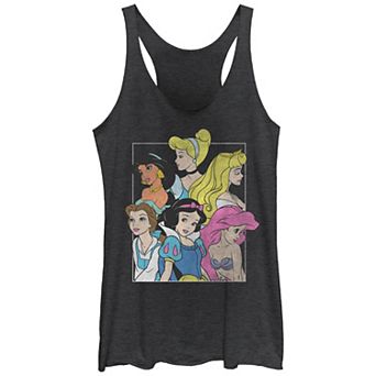 Disney's Princesses Jasmine, Cinderella, Aurora, Belle, Snow White & Ariel Profile Portraits Juniors' Racerback Tank Top