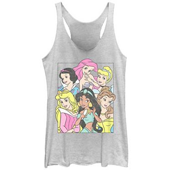 Disney's Princess Snow White, Ariel, Cinderella, Aurora, Jasmine & Belle Group Juniors' Racerback Tank Top