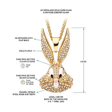 Looney Tunes Bugs Bunny Crystal Bling Necklace