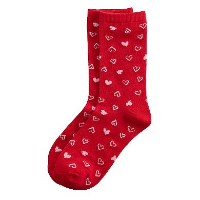 Women's Sketch Hearts Crew Socks