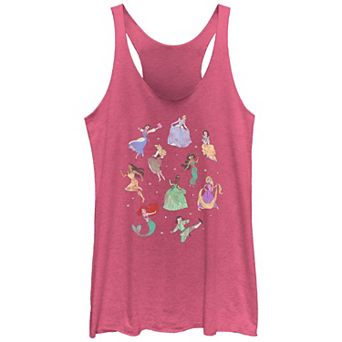 Disney's Princess Doodles Ariel, Jasmine, Rapunzel, Tiana, Belle, Cinderella, Pocahontas, Aurora, Mulan & Snow White Juniors' Racerback Tank Top