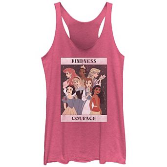 Disney's Princess Ariel, Tiana, Rapunzel, Snow White, Aurora, Belle & Moana Kindness And Courage Juniors' Racerback Tank Top