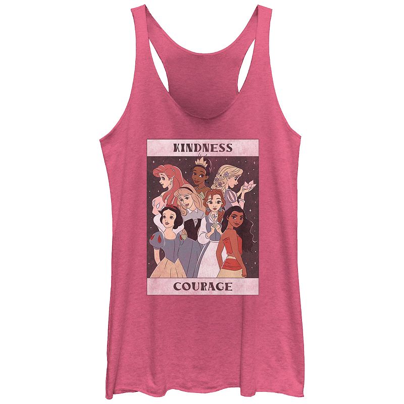 Disney's Princess Ariel, Tiana, Rapunzel, Snow White, Aurora, Belle & Moana Kindness And Courage Juniors' Racerback Tank Top, Girl's, 