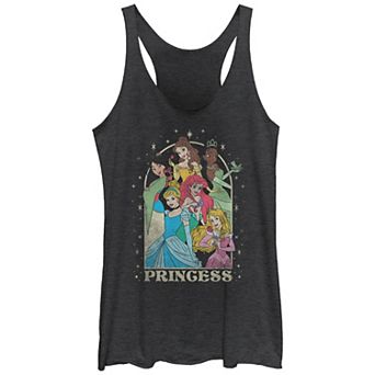 Disney's Princess Mulan, Belle, Tiana, Cinderella, Ariel & Aurora Arch Portrait Juniors' Racerback Tank Top