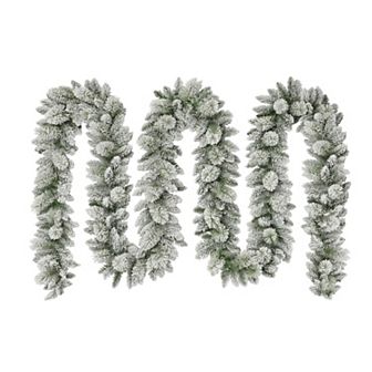 PULEO INTERNATIONAL 20-ft. Flocked Spruce Artificial Garland
