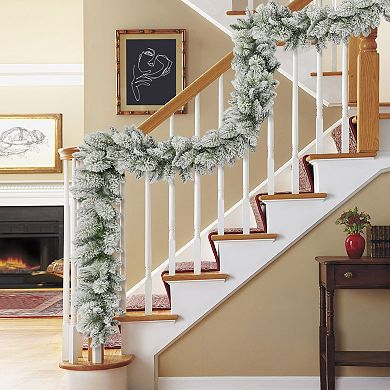 PULEO INTERNATIONAL 20-ft. Flocked Spruce Artificial Garland