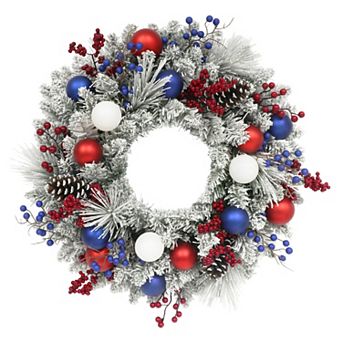 Puleo International Inc. Adorned Flocked Artificial Wreath