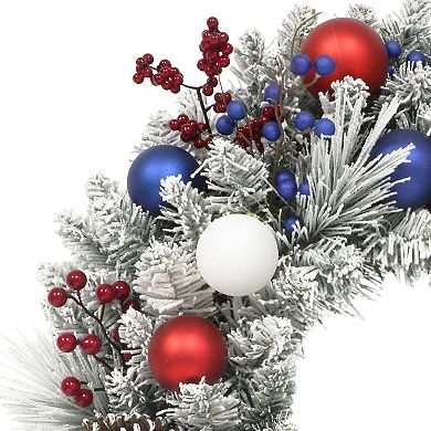 Puleo International Inc. Adorned Flocked Artificial Wreath