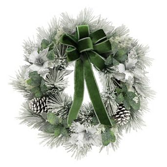 Puleo International Inc. Adorned Flocked White Wreath