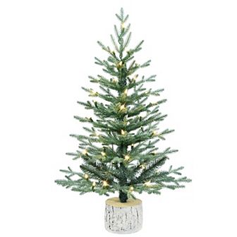 PULEO INTERNATIONAL Pre-Lit Potted Blue Arctic Fir Artificial Tree