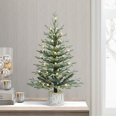 Puleo International Inc. Pre-Lit Potted Blue Arctic Fir Artificial Tree
