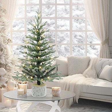 Puleo International Inc. Pre-Lit Potted Blue Arctic Fir Artificial Tree