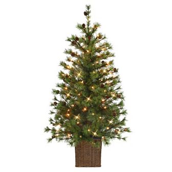 PULEO INTERNATIONAL 4-ft. Pre-Lit Potted Artificial Christmas Tree