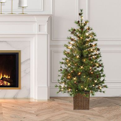 PULEO INTERNATIONAL 4-ft. Pre-Lit Potted Artificial Christmas Tree