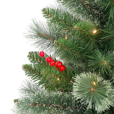 PULEO INTERNATIONAL 3.5-ft. Pre-Lit Artificial Potted Trees 2-piece Set