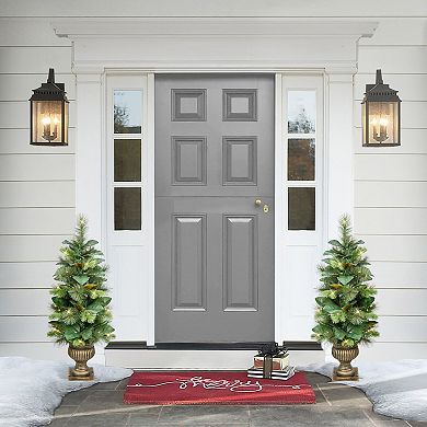 PULEO INTERNATIONAL 3-ft. Pre-Lit Potted Magnolia Leaf Artificial Tree