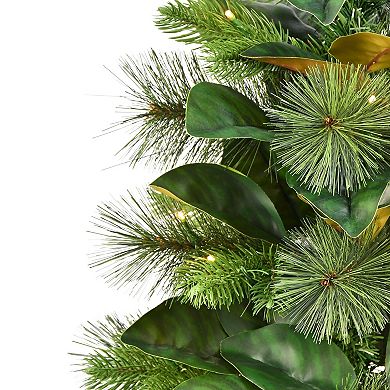 PULEO INTERNATIONAL 3-ft. Pre-Lit Potted Magnolia Leaf Artificial Tree