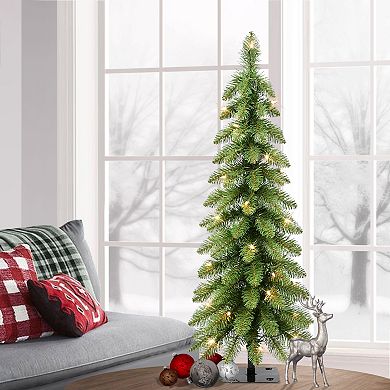 PULEO INTERNATIONAL 3-ft. Pre-Lit Artificial Pencil Christmas Tree
