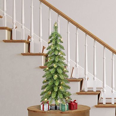 PULEO INTERNATIONAL 3-ft. Pre-Lit Artificial Pencil Christmas Tree