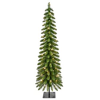PULEO INTERNATIONAL 5-ft. Pre-Lit Pencil Alpine Artificial Christmas Tree