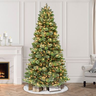 PULEO INTERNATIONAL 7.5-ft. Pre-Lit Oklahoma Pine Artificial Christmas Tree