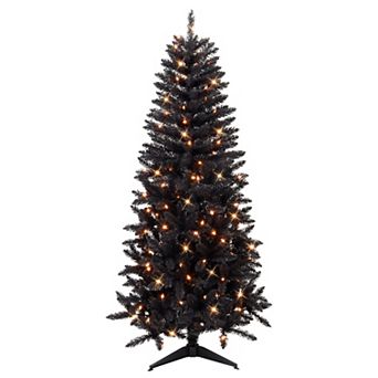 Puleo International Inc. 6-ft. Pre-Lit Black Carson Pine Artificial Christmas Tree
